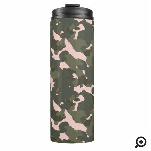 Pink & Green Girly Army Camouflage Pattern Thermal Tumbler