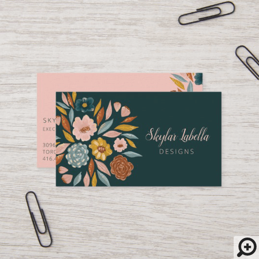 Abstract Botanical Floral & Leaf Oil Painting Business Card