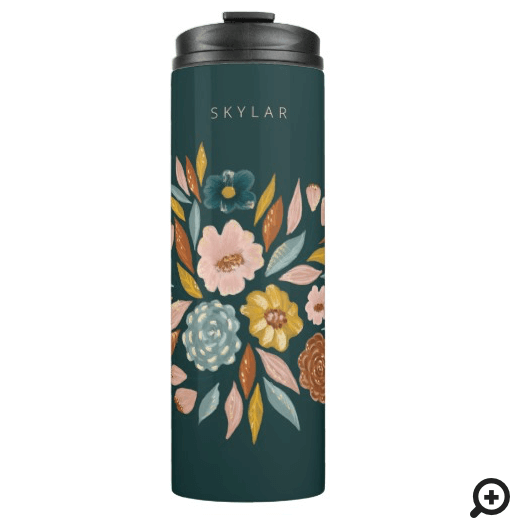 Abstract Botanical Floral & Leaf Oil Painting Thermal Tumbler