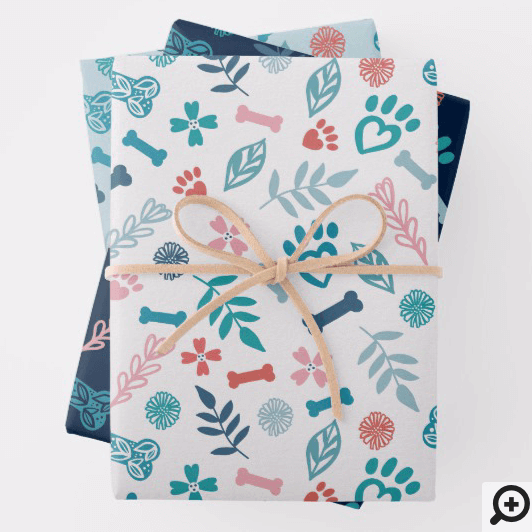 Loving Floral & Foliage Pet Paw Print Wrapping Paper Sheets - Moodthology  Papery