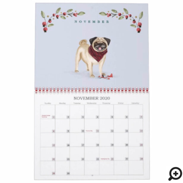 Woofy Christmas Cute Watercolor Naughty Dogs Calendar