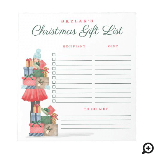 Christmas Lovin' Girl Christmas Present Gift List Notepad