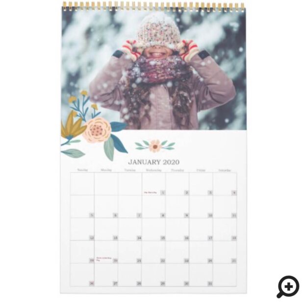 Elegant Florals Photo Collage Family Memories Calendar