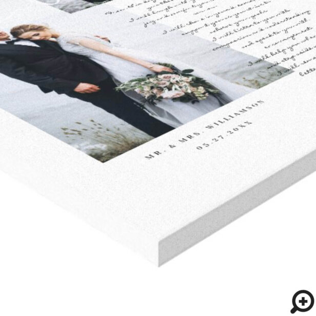 Elegant Wedding Vows Love Script Minimal Two Photo Canvas Print