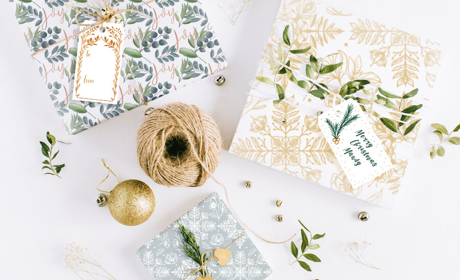 Elegant Modern Florals & Foliage Christmas Wrapping Paper By Moodthology Papery