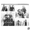 Trendy Black & White Brush Script Photo Collage Calendar