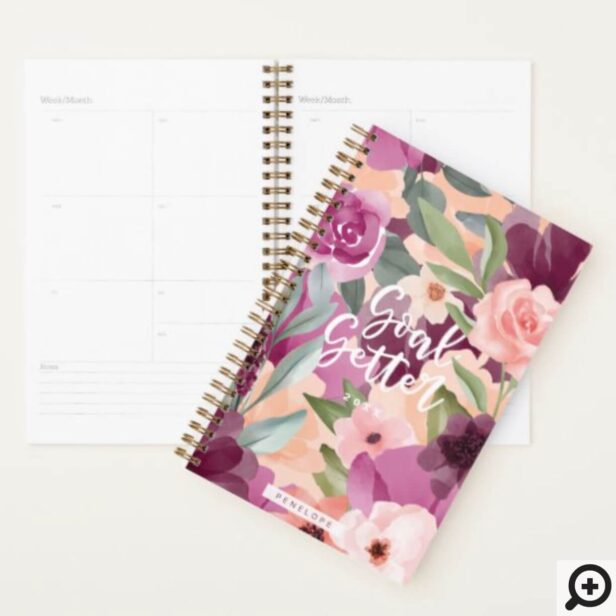 Goal Getter Violet & Pink Watercolor Floral Custom Planner