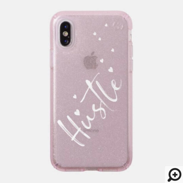 Hustle Trendy White Brush Script Floating Hearts Speck iPhone Case