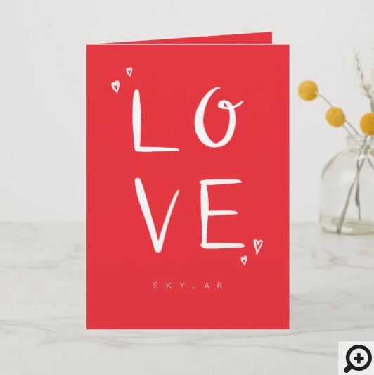 LOVE Red Modern Calligraphy Valentine Holiday Card