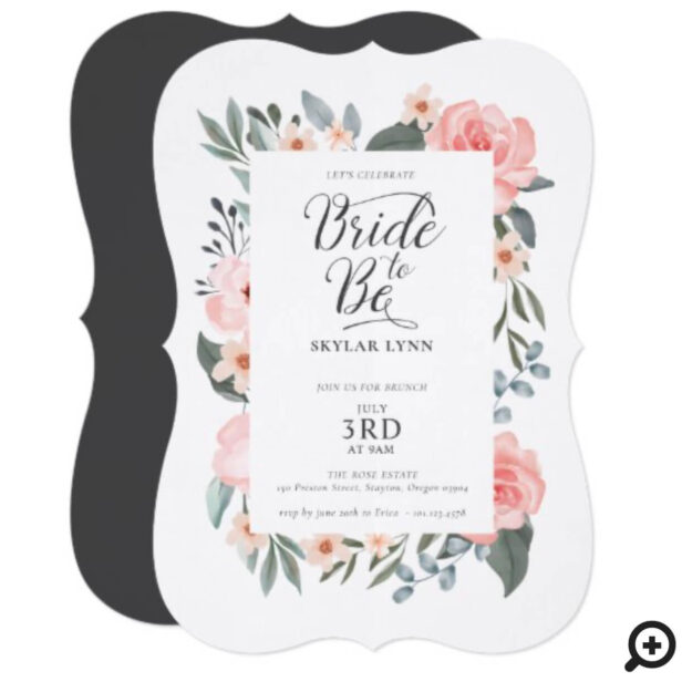 Bride to Be Watercolor Floral Rose & Sage Greenery Invitation