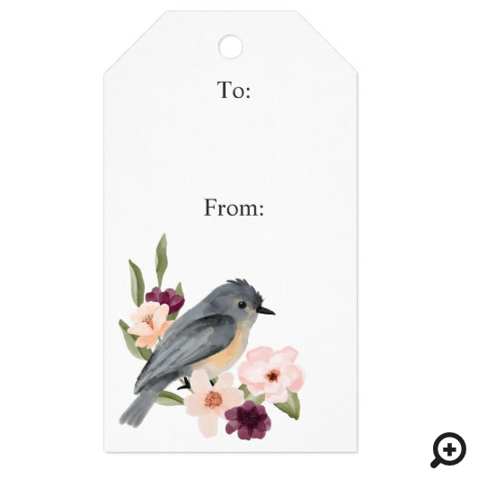 To & From Floral Bird's Nest Baby Shower Pink Gift Tags
