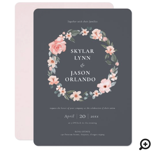 Watercolor Floral Rose & Sage Greenery Wedding Invitation