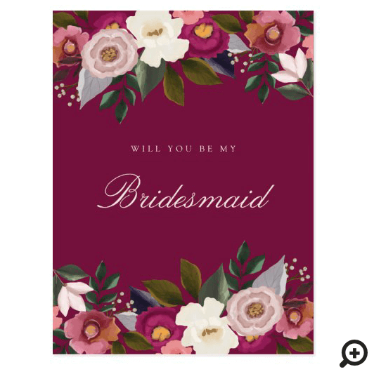 Will You Be My Bridesmaid? Moody Floral Watercolor Postcard