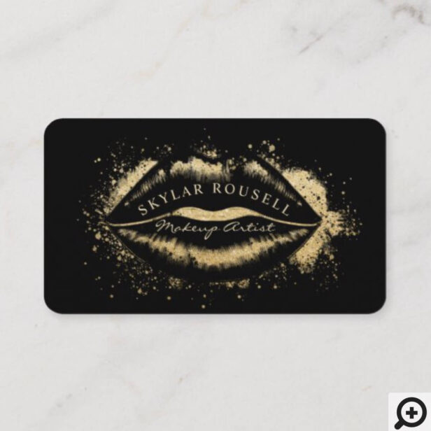 Beauty Gold Dusted Lips Black & Gold Luxurious Appointment Card