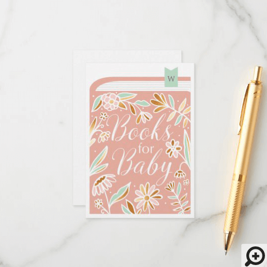 Books For Baby Floral Book & Bookmark Pink Enclosure Card