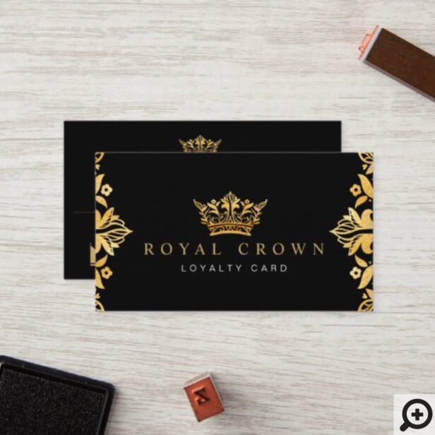 Elegant Luxurious Regal Royal Gold Crown Loyalty Card