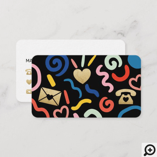 Fun & Funky Abstract Pattern Icon Black Business Card