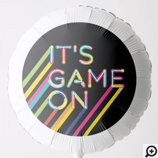 It's Game On Colorful Neon Laser Tag Birthday Balloon