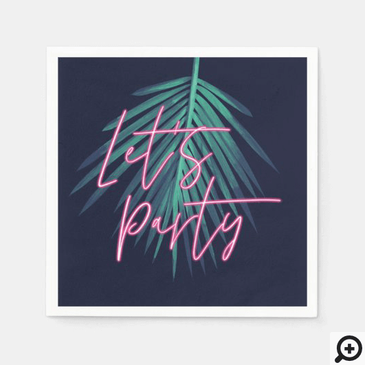 Let's Party Electric Love Neon Tropical Palm Leaf Napkin