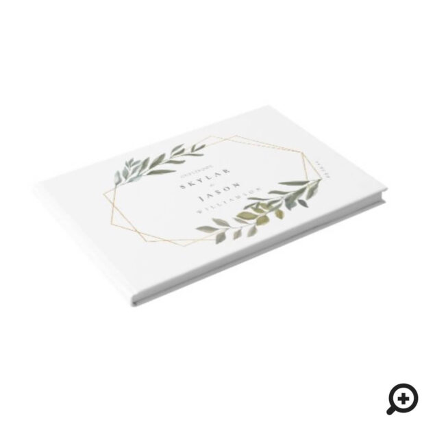 Minimal Leaf Greenery & Gold Geometric Terrarium Guest Book