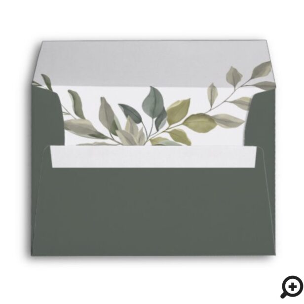 Minimal Leaf Watercolor Sage Greenery Wedding Envelope