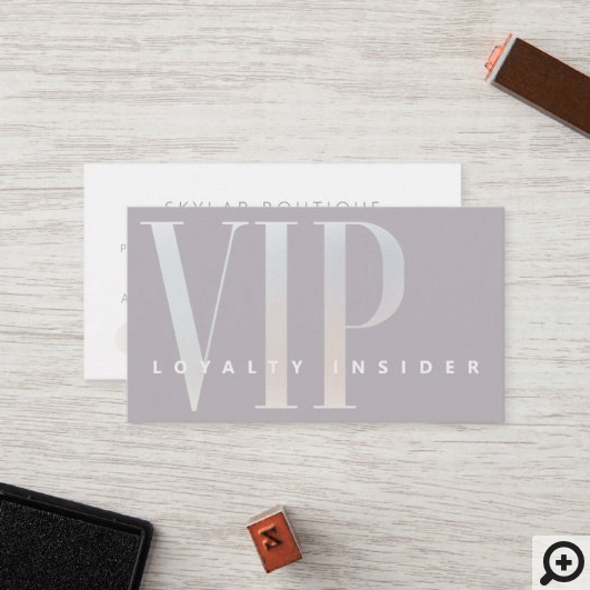 Minimal Pewter Violet Grey & Luxury Pearl VIP Loyalty Card
