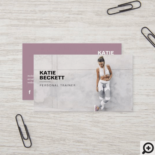 Modern & Trendy Personal Trainer Fitness Photo Business Card