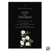 White Ivory Magnolia Watercolor Flowers & Leaves Invitation