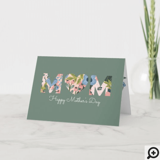 Mom, Happy Mother's Day Floral Typographic Card