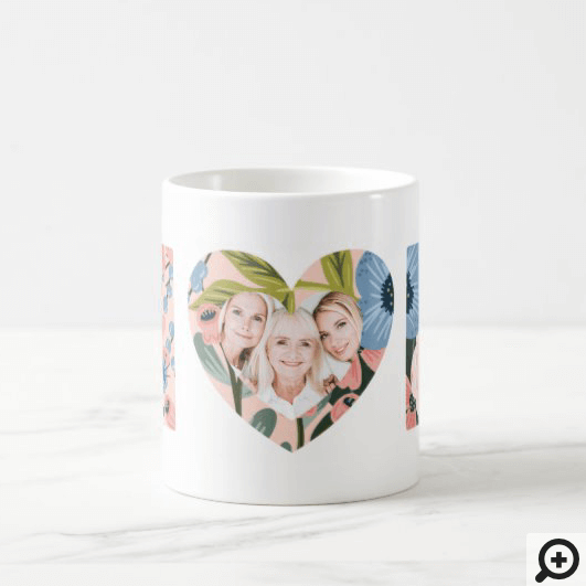 Mom, Happy Mother's Day Floral Typographic Photo Coffee Mug