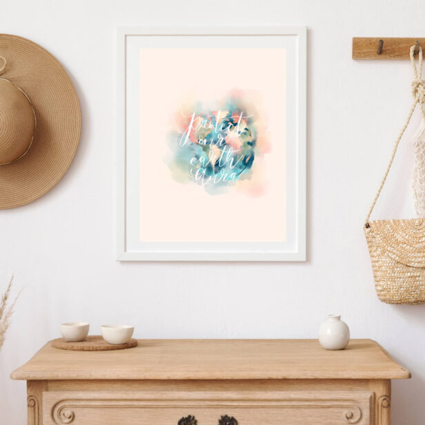 Protect Our Earth Aura Watercolor Save Our Planet Blush Pink Poster