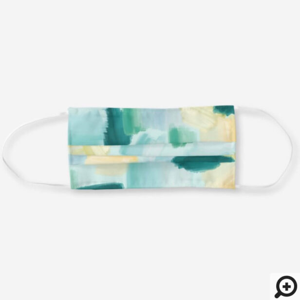 Abstract Wispy Watercolor Brush Strokes Mint Cloth Face Mask