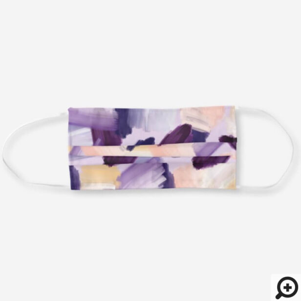 Abstract Wispy Watercolor Brush Strokes Purple Cloth Face Mask