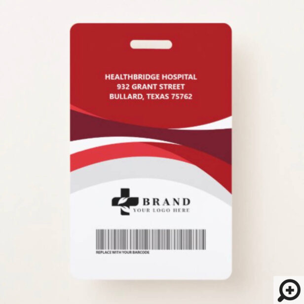 Colorful Red Flowing Design Medical ID & Logo Badge