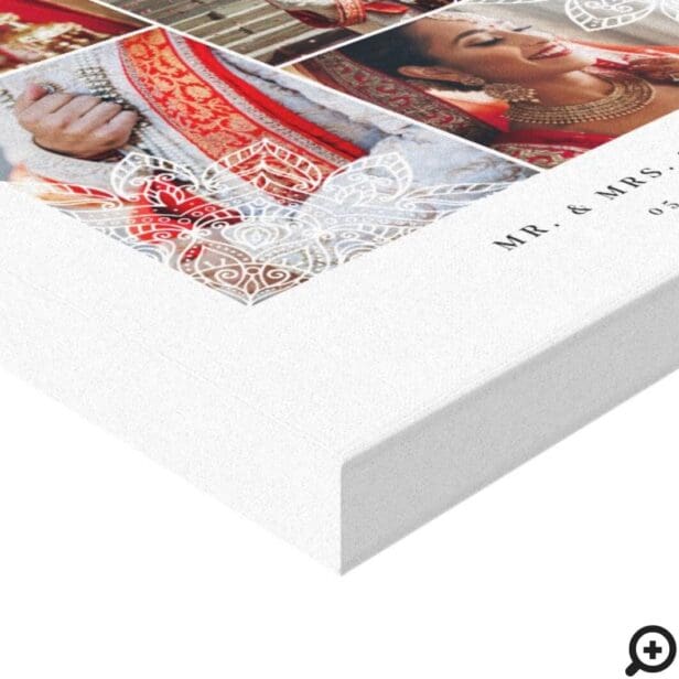 Elegant Mandala Multiple Wedding Photo Collage Canvas Print