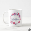 Grandma Brush Script Floral Butterfly Pink Wreath Coffee Mug
