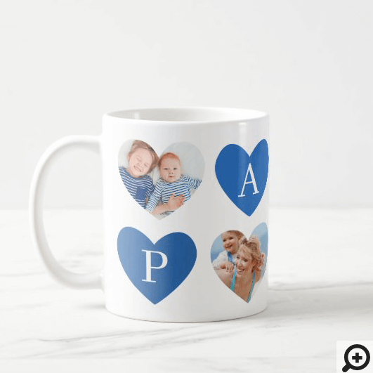 Love Papa Grandfather Blue Heart Photos Collage Coffee Mug