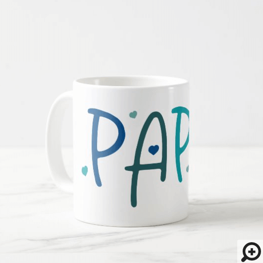 Love Papa Grandfather Typographic Hearts Coffee Mug