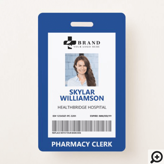 Minimal Blue Border Frame Medical Photo ID & Logo Badge