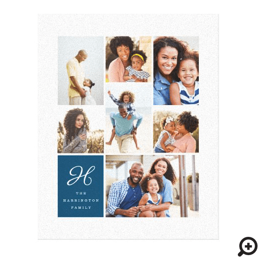 Monogram and Family Multiple Photo Collage Grid Canvas Print