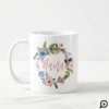 Nana Brush Script Floral Wreath & heart Photo Coffee Mug