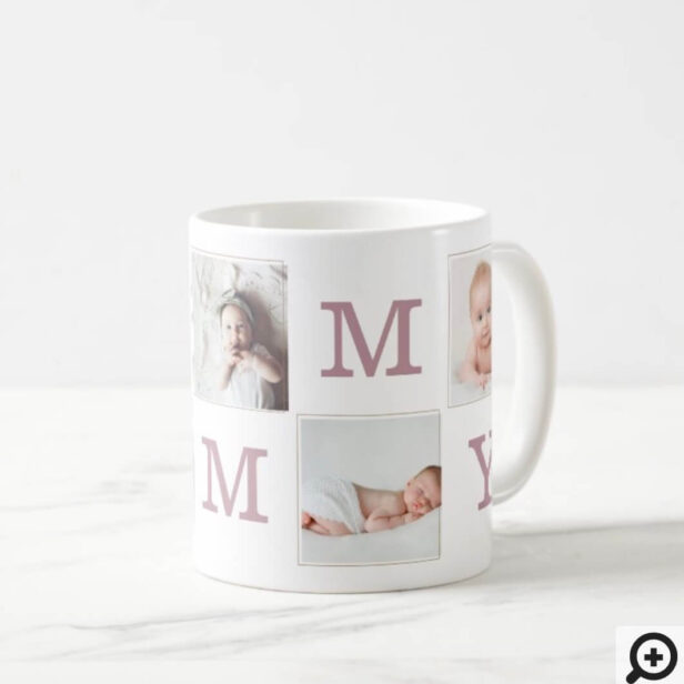 Number 1 Mom Mommy Photo Collage Gold Frame Coffee Mug
