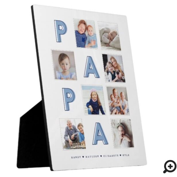PAPA Blue Letters Grandpa Photo Collage Keepsake Plaque