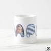 Papa Blue Stripe Bubble Lettering Photo Collage Coffee Mug
