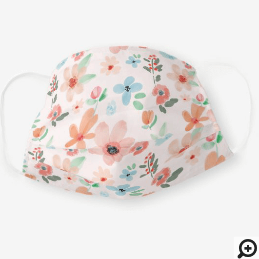 Simple Artistic Watercolor Floral Bloom Pattern Cloth Face Mask