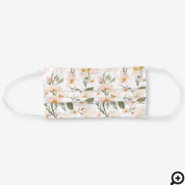Soft Blush Pink Abstract Floral & Foliage Pattern Cloth Face Mask