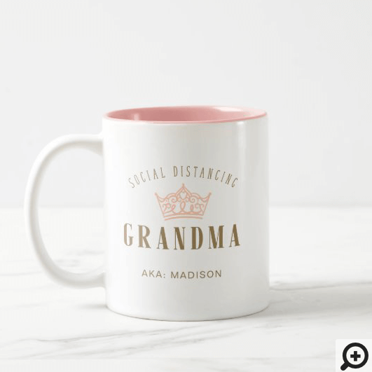 Stylish Royal Crown Social Distancing Grandma Two-Tone Coffee Mug