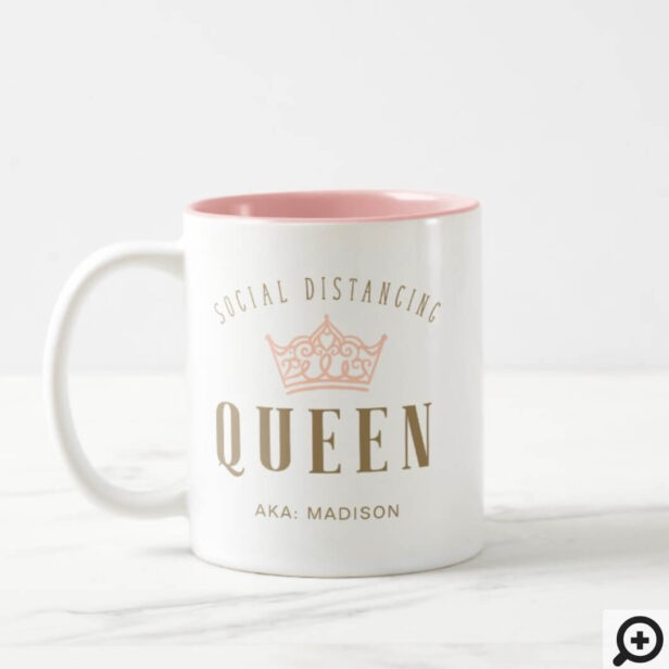 Stylish Royal Crown Social Distancing Queen Two-Tone Coffee Mug