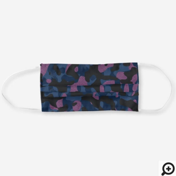 Textured Blue & Pink Stylish Camouflage Pattern Cloth Face Mask