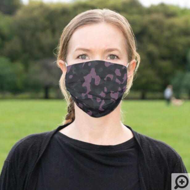 Textured Slate Grey Pink Stylish Camouflage Print Cloth Face Mask